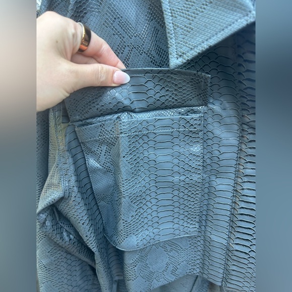 Naked Wardrobe Snakeskin Embossed Faux Leather Crop Cargo Jacket + High Trouser - Picture 13 of 13